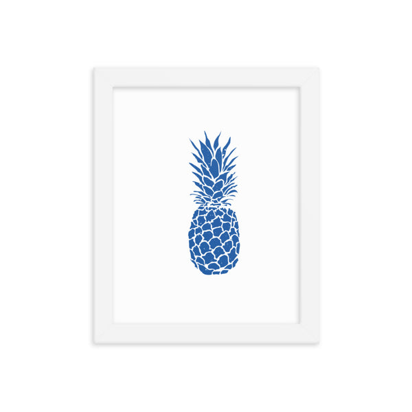 Navy Blue Pineapple Framed Print